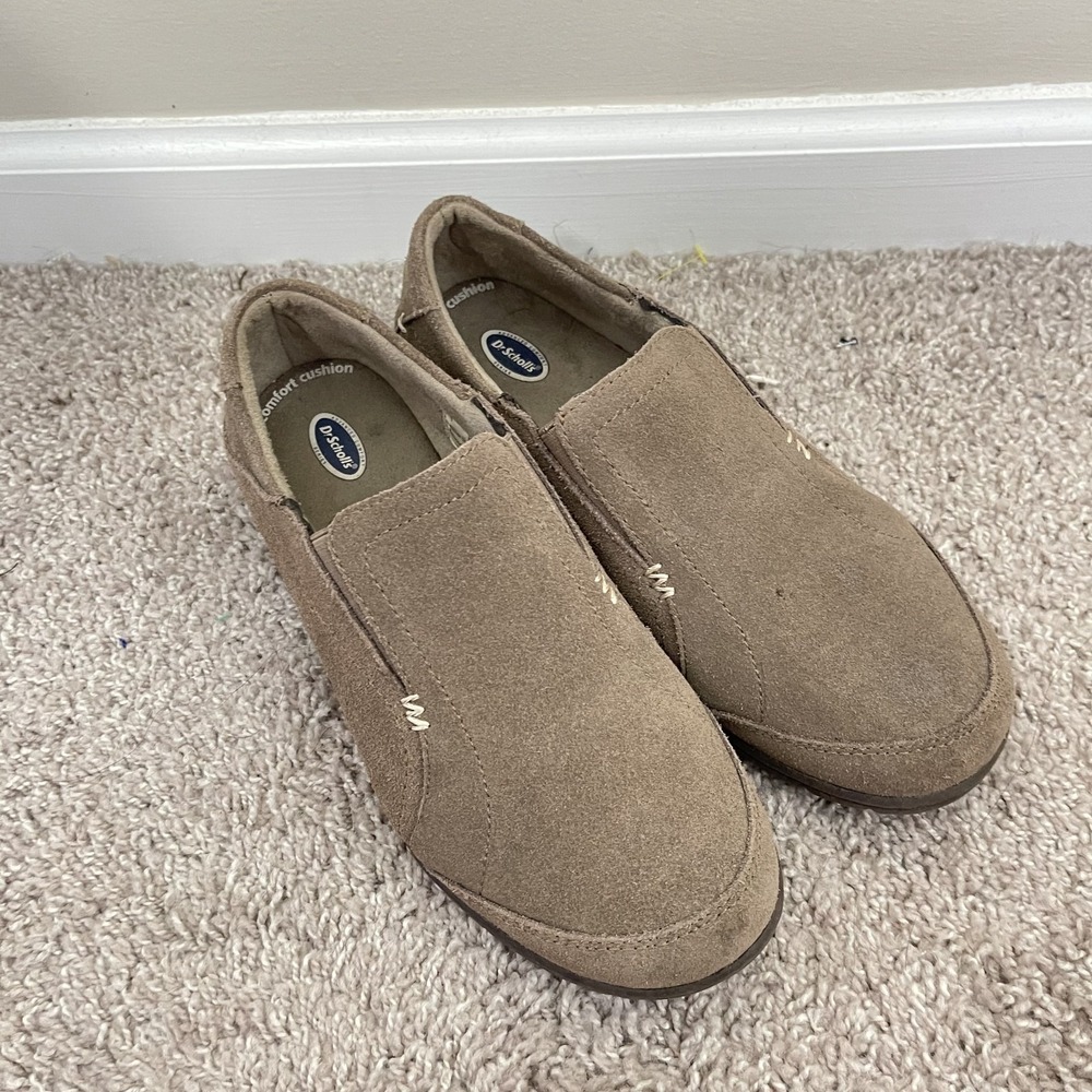 Dr Scholls Suede Slip On Loafers Tan Comfort Walking Shoes Casual Women's Sz 8.5